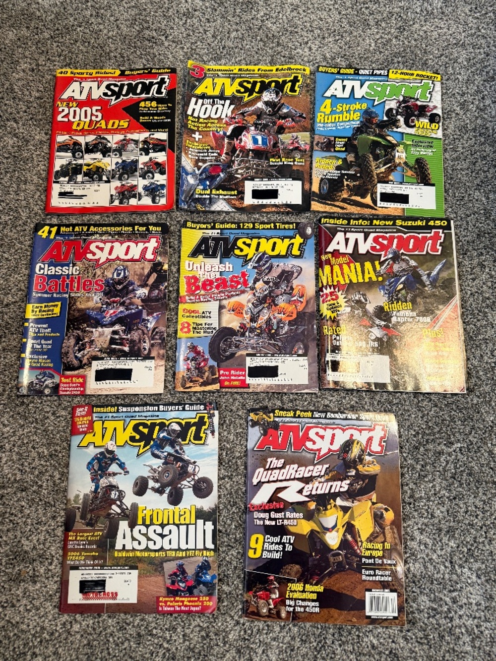 Lot of 8 magazine issues 2005 ATV Sport- Quads, 4 wheelers, 4x4s trail ride race